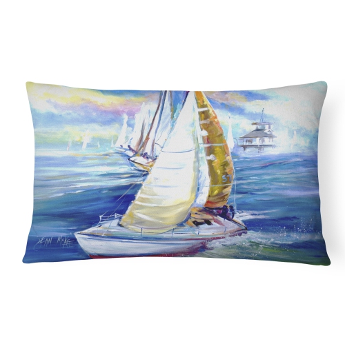 Carolines Treasures JMK1073PW1216 Rock My Boat Sailboats Canvas Fabric Decorative Pillow