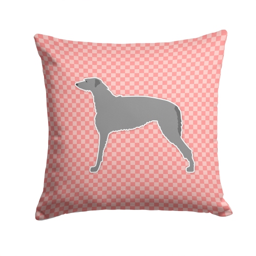 Carolines Treasures BB3596PW1414 Scottish Deerhound Checkerboard Pink Fabric Decorative Pillow