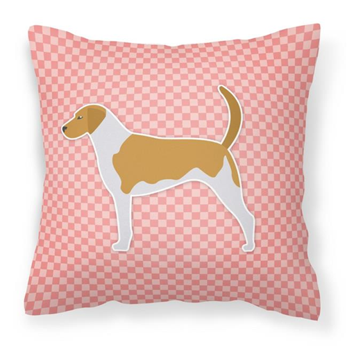Carolines Treasures BB3598PW1414 American Foxhound Checkerboard Pink Fabric Decorative Pillow