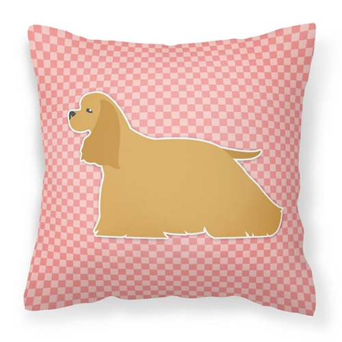 Carolines Treasures BB3586PW1414 Cocker Spaniel Checkerboard Pink Fabric Decorative Pillow