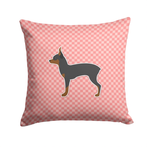 Carolines Treasures BB3587PW1414 Toy Fox Terrier Checkerboard Pink Fabric Decorative Pillow