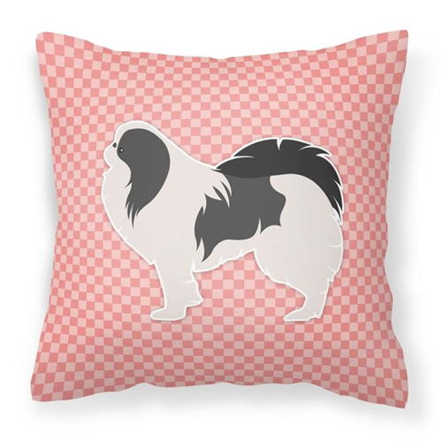 Carolines Treasures BB3637PW1414 Japanese Chin Checkerboard Pink Fabric Decorative Pillow
