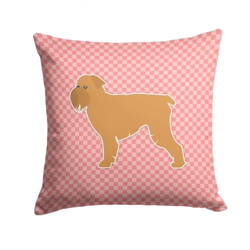 Carolines Treasures BB3640PW1414 Brussels Griffon Checkerboard Pink Fabric Decorative Pillow