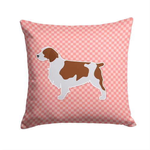 Carolines Treasures BB3600PW1414 Welsh Springer Spaniel Checkerboard Pink Fabric Decorative Pillow