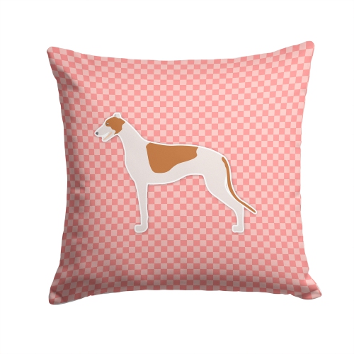 Carolines Treasures BB3605PW1414 Greyhound Checkerboard Pink Fabric Decorative Pillow