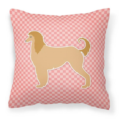 Carolines Treasures BB3606PW1414 Afghan Hound Checkerboard Pink Fabric Decorative Pillow