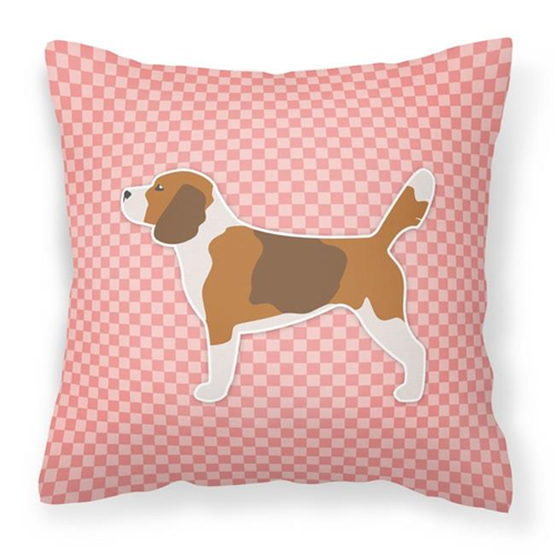 Carolines Treasures BB3610PW1414 Beagle Checkerboard Pink Fabric Decorative Pillow