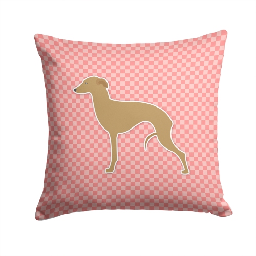 Carolines Treasures BB3614PW1414 Italian Greyhound Checkerboard Pink Fabric Decorative Pillow