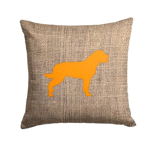 Carolines Treasures BB1111-BL-OR-PW1414 Labrador Burlap And Orange Fabric Decorative Pillow