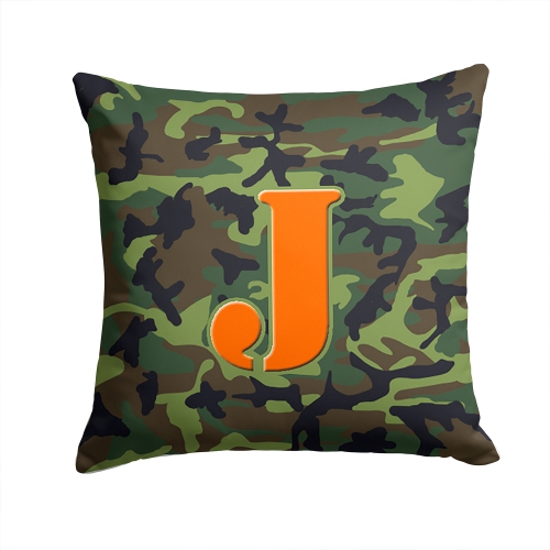 Carolines Treasures CJ1030-JPW1414 Monogram Initial J Camo Green Decorative Fabric Pillow