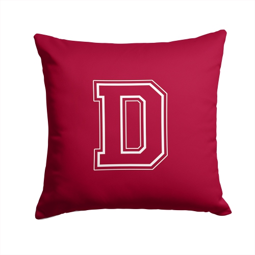 Carolines Treasures CJ1032-DPW1414 Monogram Initial D Maroon And White Indoor & Outdoor Fabric Decorative Pillow