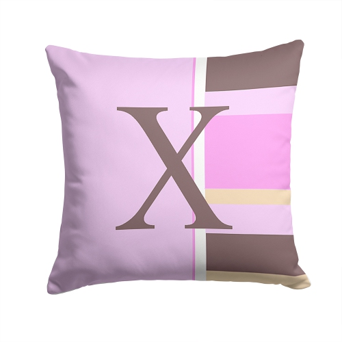 Carolines Treasures CJ1005-XPW1414 Letter X Initial Monogram - Pink Stripes Decorative Indoor & Outdoor Fabric Pillow