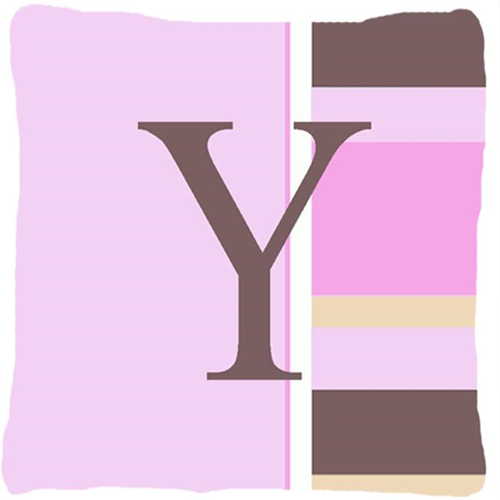 Carolines Treasures CJ1005-YPW1414 Letter Y Initial Monogram - Pink Stripes Decorative Indoor & Outdoor Fabric Pillow