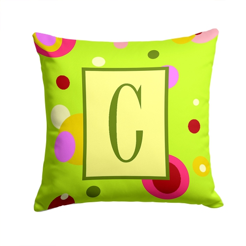 Carolines Treasures CJ1010-CPW1414 Letter C Initial Monogram - Green Decorative Indoor & Outdoor Fabric Pillow