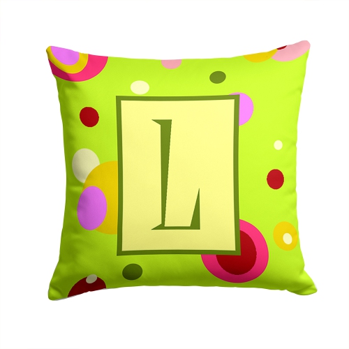 Carolines Treasures CJ1010-LPW1414 Letter L Initial Monogram - Green Decorative Indoor & Outdoor Fabric Pillow