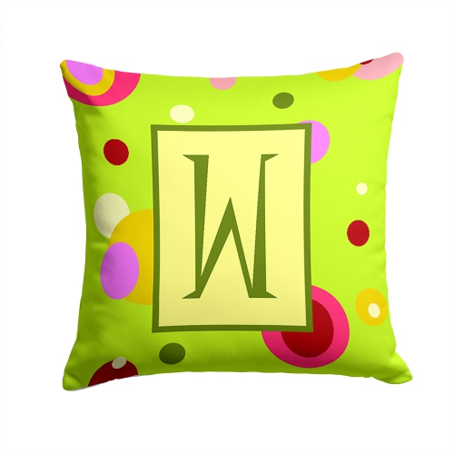 Carolines Treasures CJ1010-WPW1414 Letter W Initial Monogram - Green Decorative Indoor & Outdoor Fabric Pillow