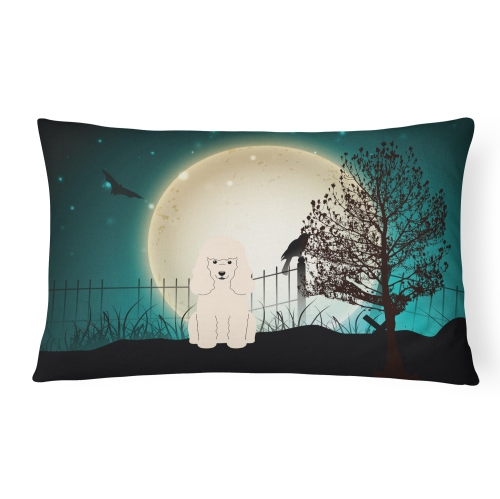 Carolines Treasures BB2260PW1216 Halloween Scary Poodle White Canvas Fabric Decorative Pillow