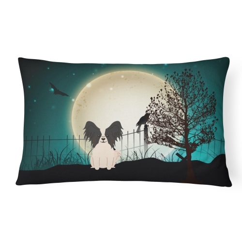 Carolines Treasures BB2266PW1216 Halloween Scary Papillon Black & White Canvas Fabric Decorative Pillow