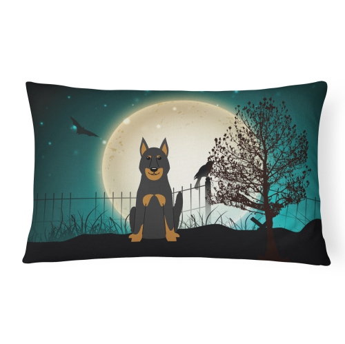 Carolines Treasures BB2270PW1216 Halloween Scary Beauce Shepherd Dog Canvas Fabric Decorative Pillow