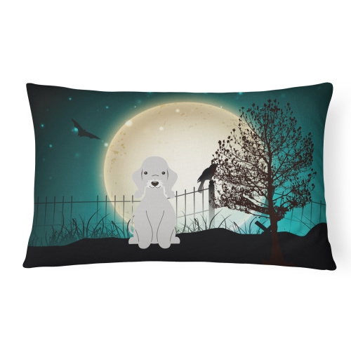 Carolines Treasures BB2280PW1216 Halloween Scary Bedlington Terrier Blue Canvas Fabric Decorative Pillow