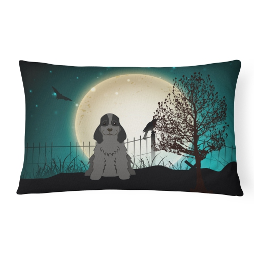 Carolines Treasures BB2282PW1216 Halloween Scary Cocker Spaniel Black Canvas Fabric Decorative Pillow
