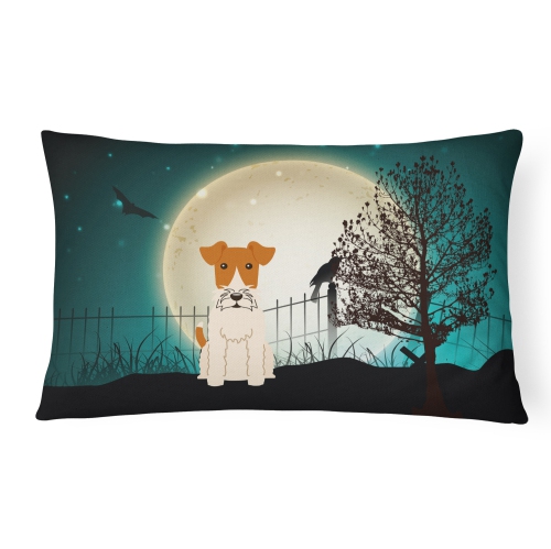 Carolines Treasures BB2291PW1216 Halloween Scary Wire Fox Terrier Canvas Fabric Decorative Pillow