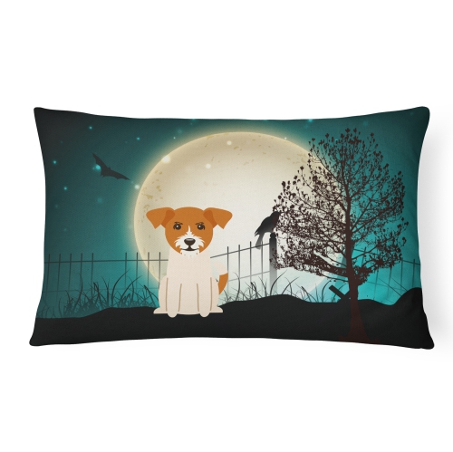 Carolines Treasures BB2298PW1216 Halloween Scary Jack Russell Terrier Canvas Fabric Decorative Pillow