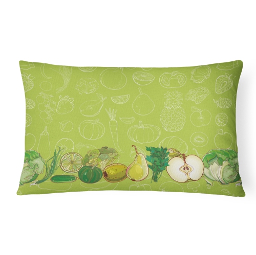 Carolines Treasures BB5135PW1216 Fruits & Vegetables in Green Canvas Fabric Decorative Pillow
