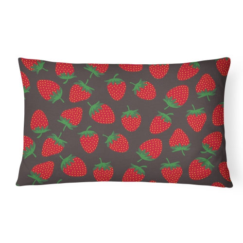 Carolines Treasures BB5137PW1216 Strawberries on Grey Canvas Fabric Decorative Pillow