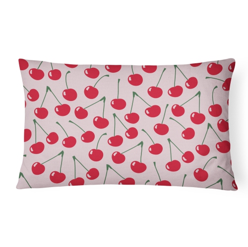 Carolines Treasures BB5139PW1216 Cherries on Pink Canvas Fabric Decorative Pillow