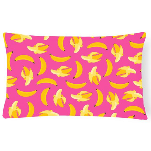 Carolines Treasures BB5140PW1216 Bananas on Pink Canvas Fabric Decorative Pillow