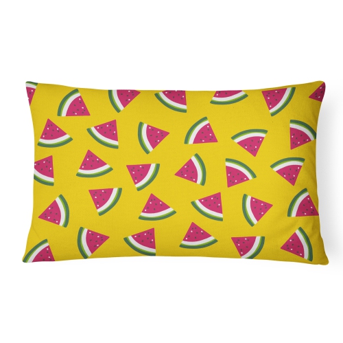 Carolines Treasures BB5144PW1216 Watermelon on Yellow Canvas Fabric Decorative Pillow