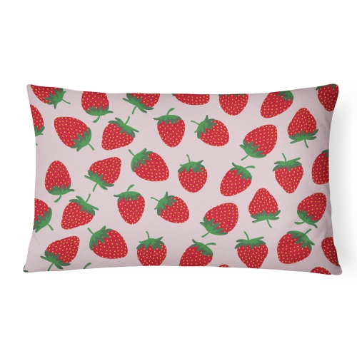Carolines Treasures BB5146PW1216 Strawberries on Pink Canvas Fabric Decorative Pillow