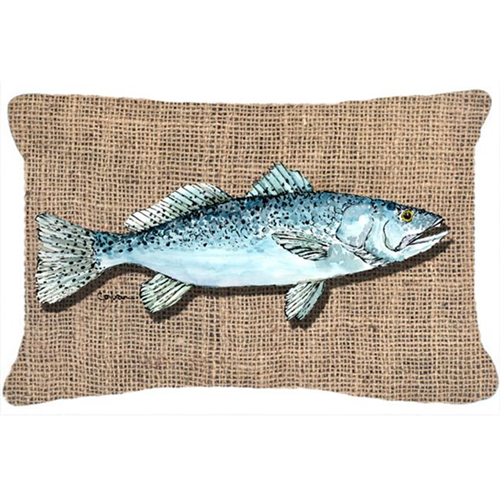 Carolines Treasures 8737PW1216 Fish Speckled Trout Indoor & Outdoor Fabric Decorative Pillow