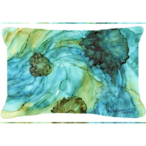 Carolines Treasures 8952PW1216 Abstract In Teal Flowers Canvas Fabric Decorative Pillow