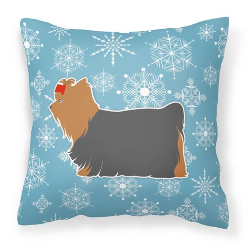 Carolines Treasures BB3534PW1414 Winter Snowflake Yorkshire Terrier Yorkie Fabric Decorative Pillow