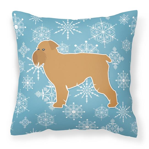 Carolines Treasures BB3540PW1414 Winter Snowflake Brussels Griffon Fabric Decorative Pillow