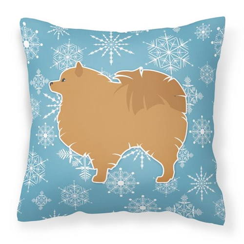 Carolines Treasures BB3542PW1414 Winter Snowflake Pomeranian Fabric Decorative Pillow