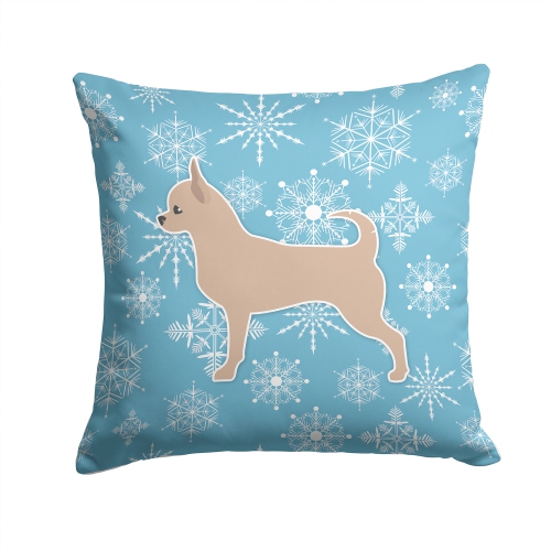 Carolines Treasures BB3550PW1414 Winter Snowflake Chihuahua Fabric Decorative Pillow