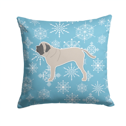 Carolines Treasures BB3556PW1414 Winter Snowflake English Mastiff Fabric Decorative Pillow