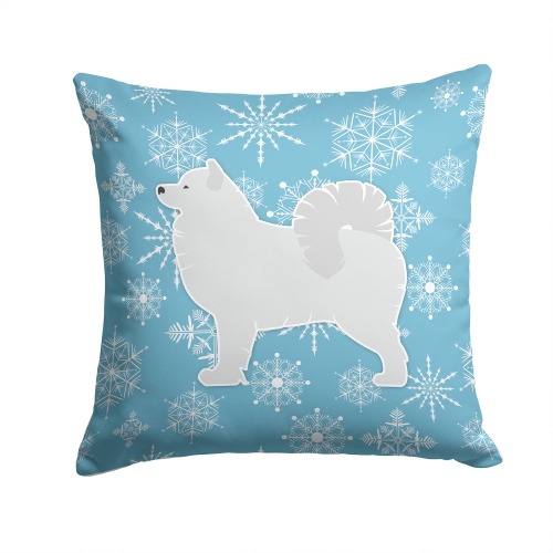 Carolines Treasures BB3559PW1414 Winter Snowflake Samoyed Fabric Decorative Pillow