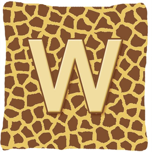 Carolines Treasures CJ1025-WPW1414 14 x 14 in. Monogram Initial WGiraffe Decorative Fabric Pillow