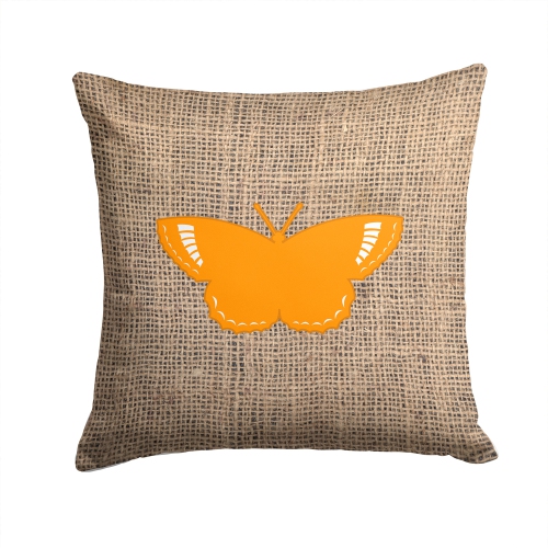 Carolines Treasures BB1029-BL-OR-PW1414 Butterfly Burlap And Orange Fabric Decorative Pillow