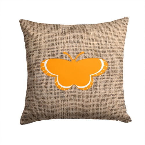 Carolines Treasures BB1039-BL-OR-PW1414 Butterfly Burlap And Orange Fabric Decorative Pillow