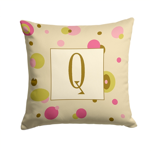 Carolines Treasures CJ1004-QPW1414 Letter Q Initial Monogram - Tan Dots Decorative Indoor & Outdoor Fabric Pillow