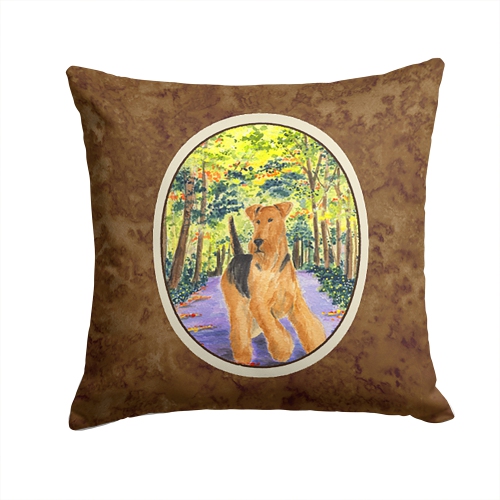 Carolines Treasures SS8208PW1414 Airedale Decorative Indoor & Outdoor Fabric Pillow