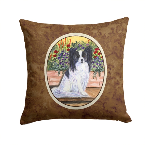Carolines Treasures SS8210PW1414 Papillon Decorative Indoor & Outdoor Fabric Pillow