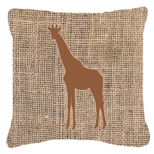 Carolines Treasures BB1001-BL-BN-PW1414 Giraffe Burlap and Brown Indoor & Outdoor Fabric Decorative Pillow