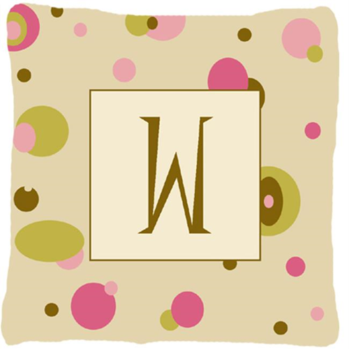 Carolines Treasures CJ1004-WPW1414 Letter W Initial Monogram - Tan Dots Decorative Indoor & Outdoor Fabric Pillow