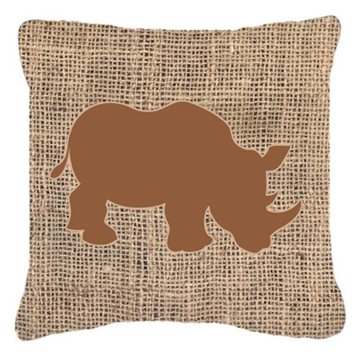 Carolines Treasures BB1006-BL-BN-PW1414 Rhinoceros Burlap and Brown Indoor & Outdoor Fabric Decorative Pillow